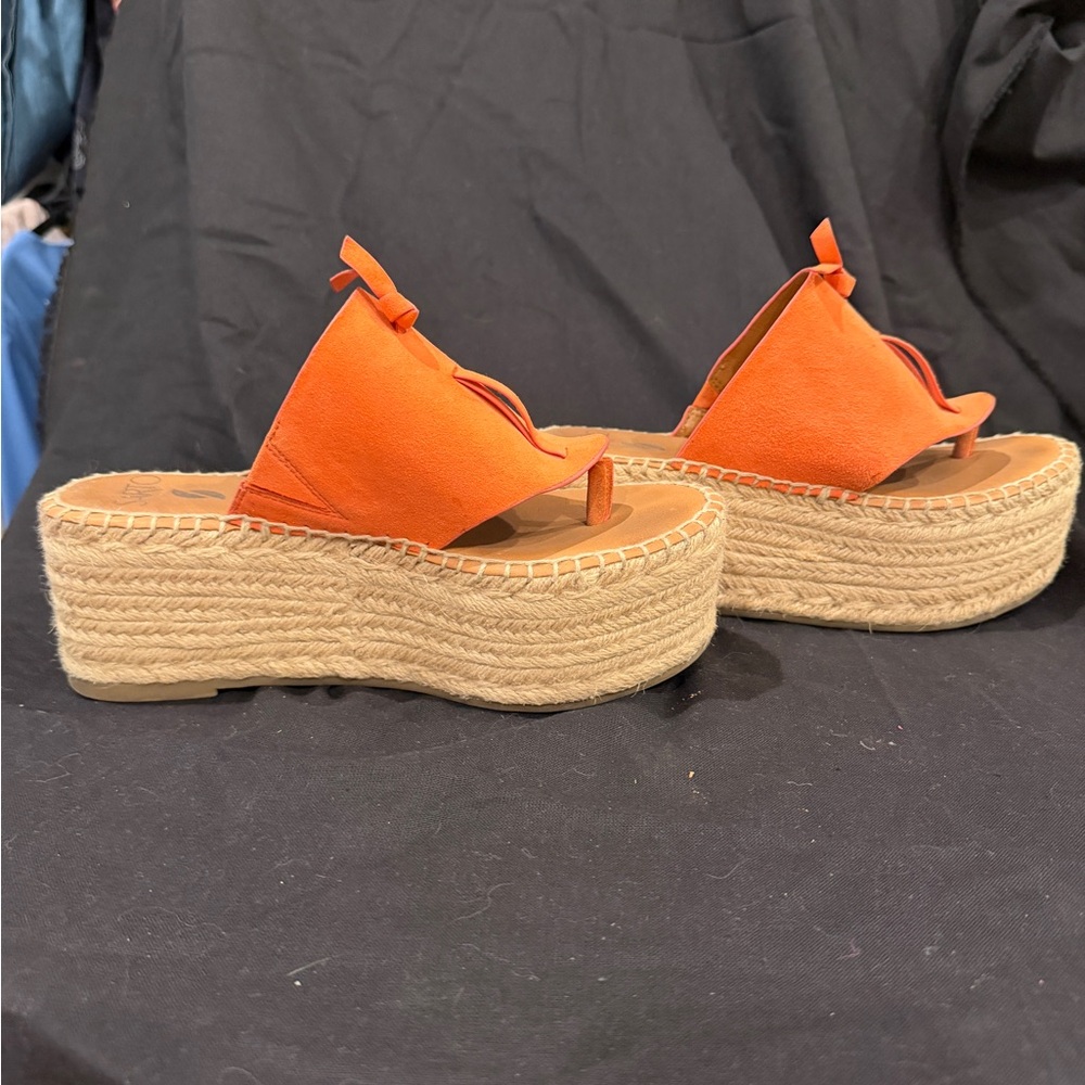 Sarto Vibrant Orange Espadrille Wedge Sandals